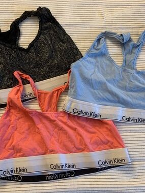 LOT OF 3 Calvin Klein Women's Icon Cotton Bralettes | L